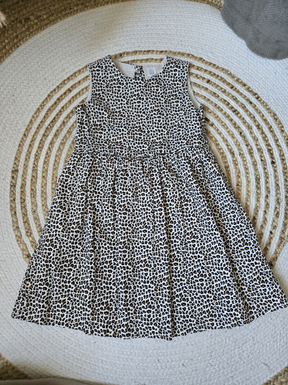 GAP Girls' Sleeveless Leopard Print Dress - Corduroy Fabric